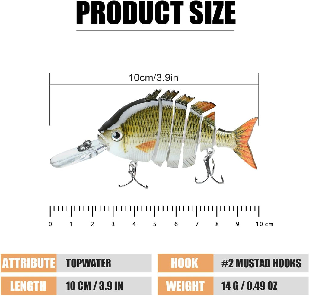 TRUSCEND Swimmax Easy Catch Fishing Lures with BKK Hooks, Wiggling, Vibrating, Rattling and Gurgling for More Bite, Heavy-Duty Dyneema Fiber Jointed Swimbaits for Bass, Trout, Walleye, Crappie, Pike