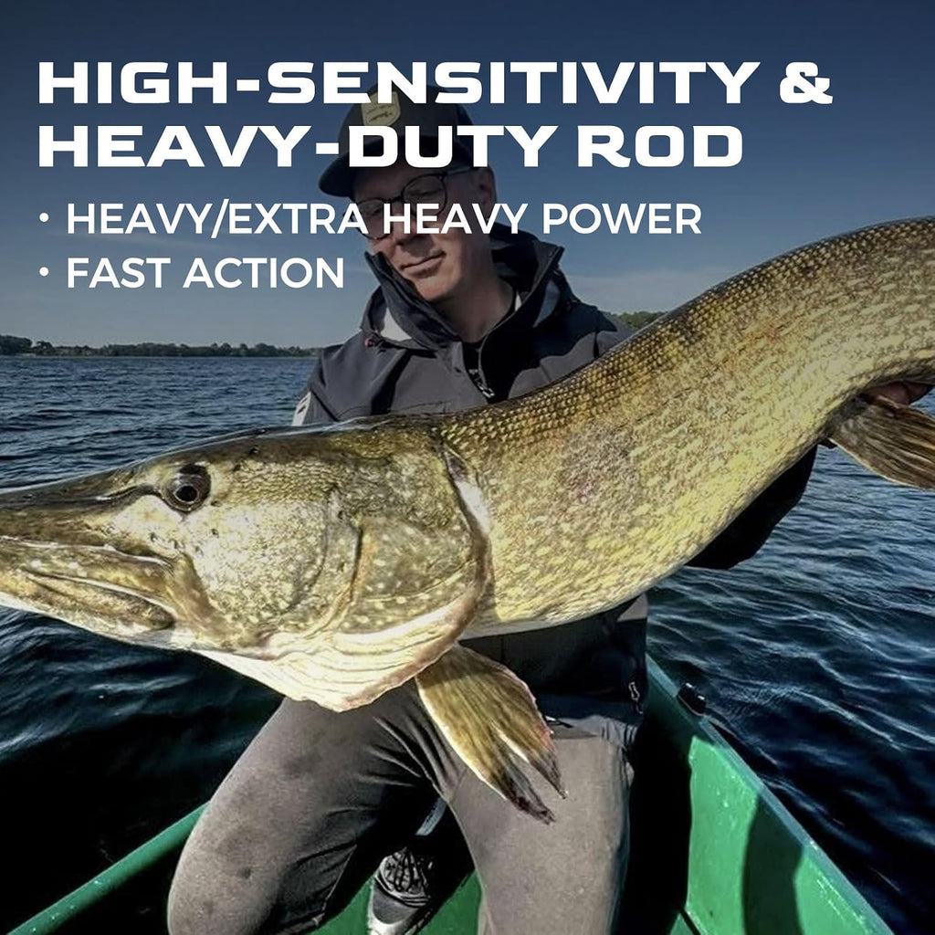 HANDING M1 Pike Heavy Casting Rod 2-Piece Musky Rod Swimbait Rod | Heavy Fishing Rod for Pike Musky Catfish Striped Bass Freshwater Big Bait Rod