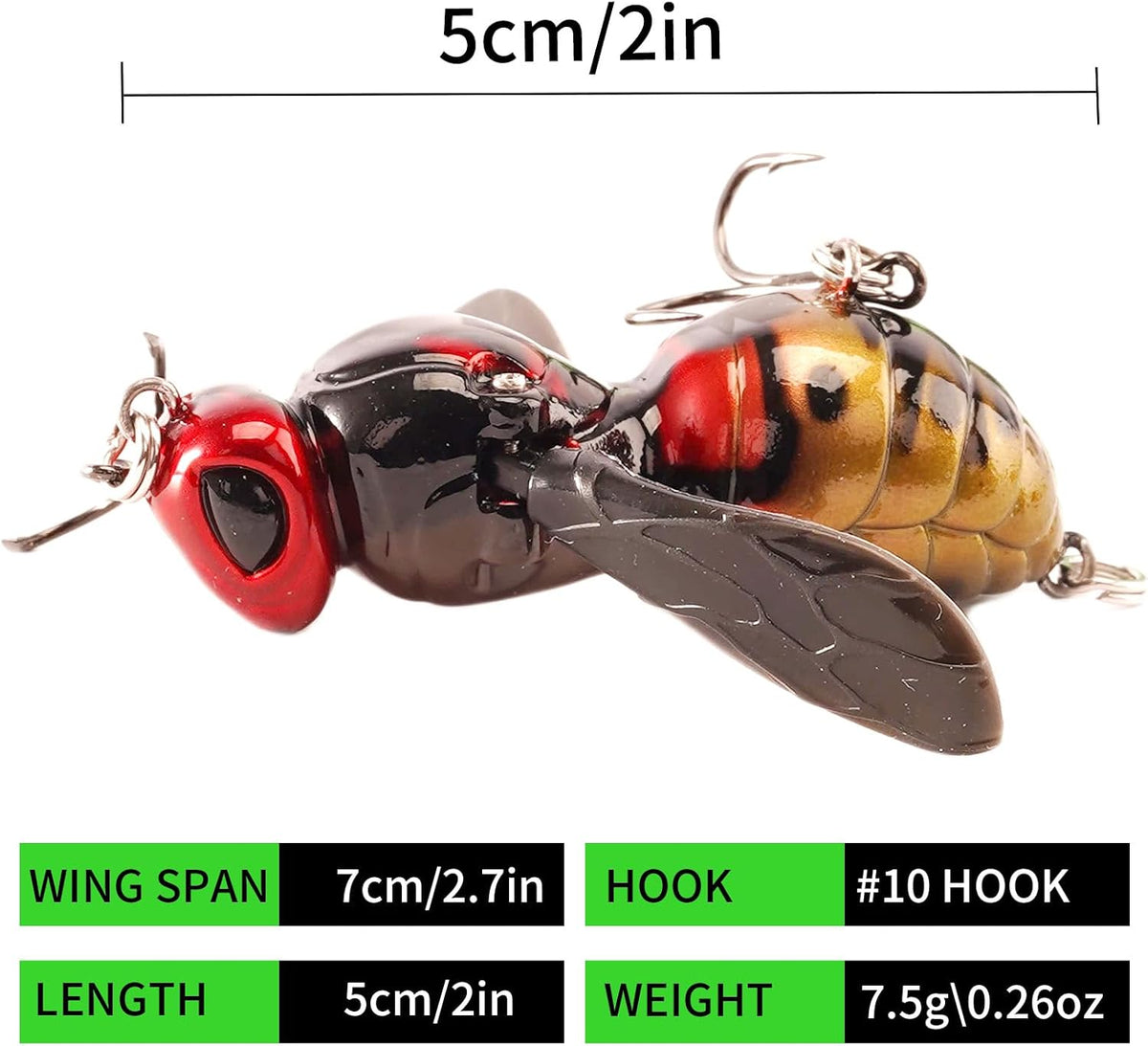 FONMANG Top Water Fishing Lures, 3-Pcs Topwater Lures for Bass Walleye Pike, 2025 New Wasp Crawl Bait for Freshwater and Saltwater