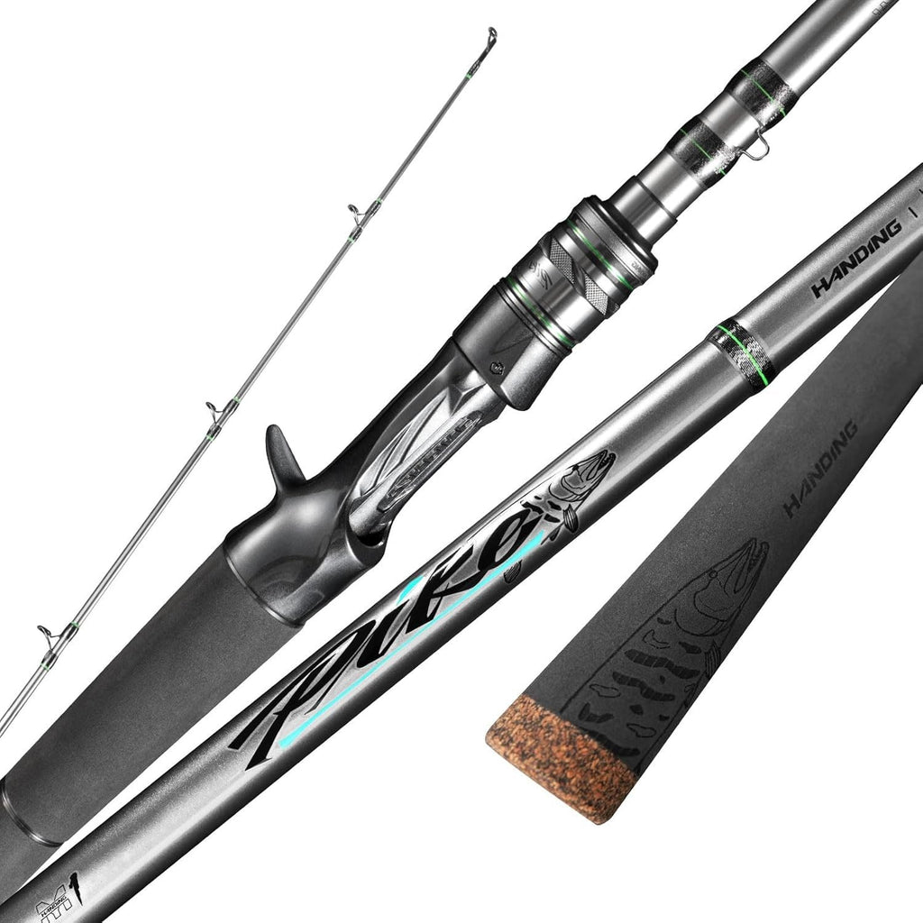 HANDING M1 Pike Heavy Casting Rod 2-Piece Musky Rod Swimbait Rod | Heavy Fishing Rod for Pike Musky Catfish Striped Bass Freshwater Big Bait Rod