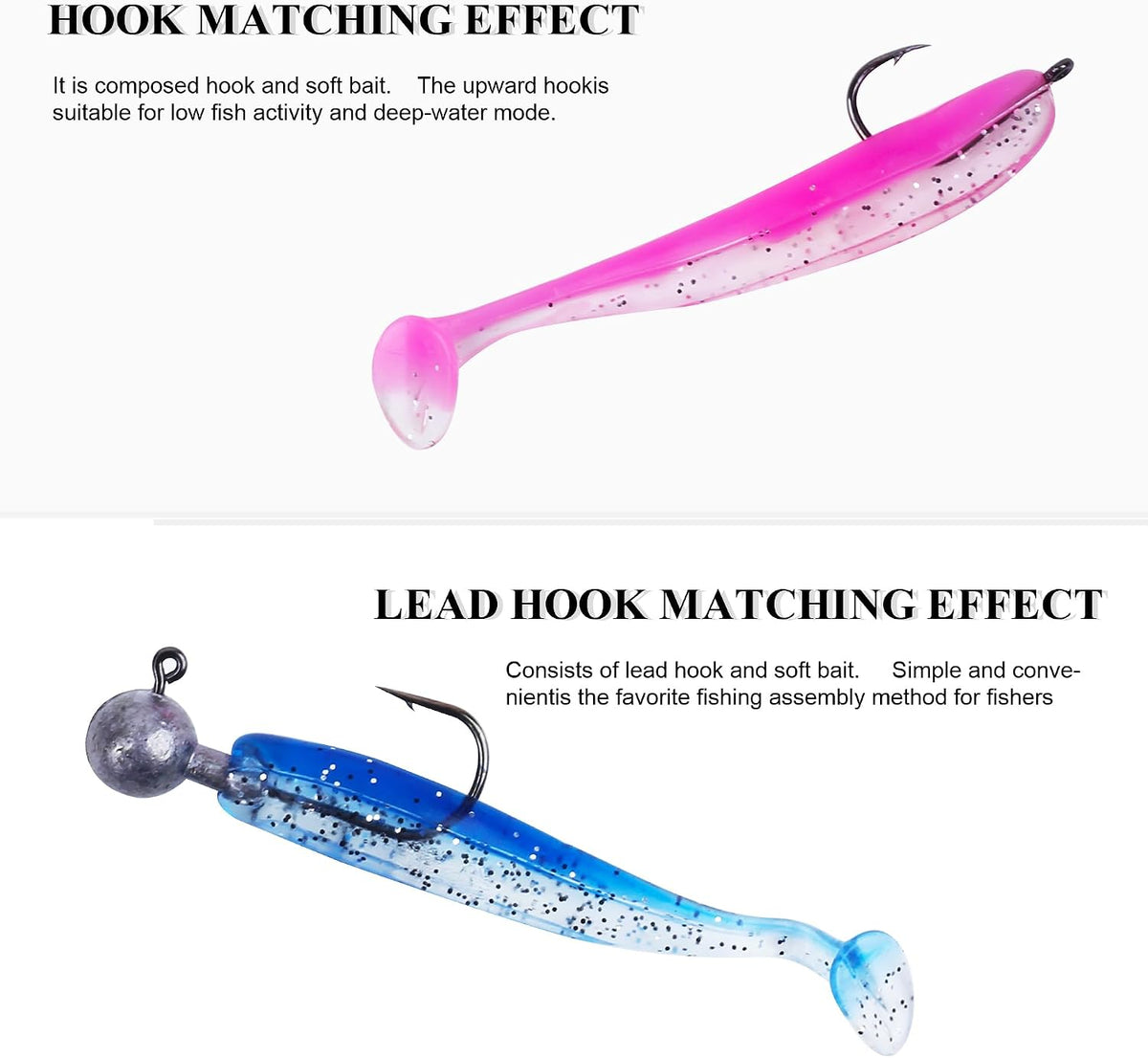 Soft Fishing Lures，90pcs Fishing Soft Plastic Lures and 5pcs Fishhook,Paddle Tail Swimbaits Soft Plastic Lures Kit for Bass Trout Walleye Crappie