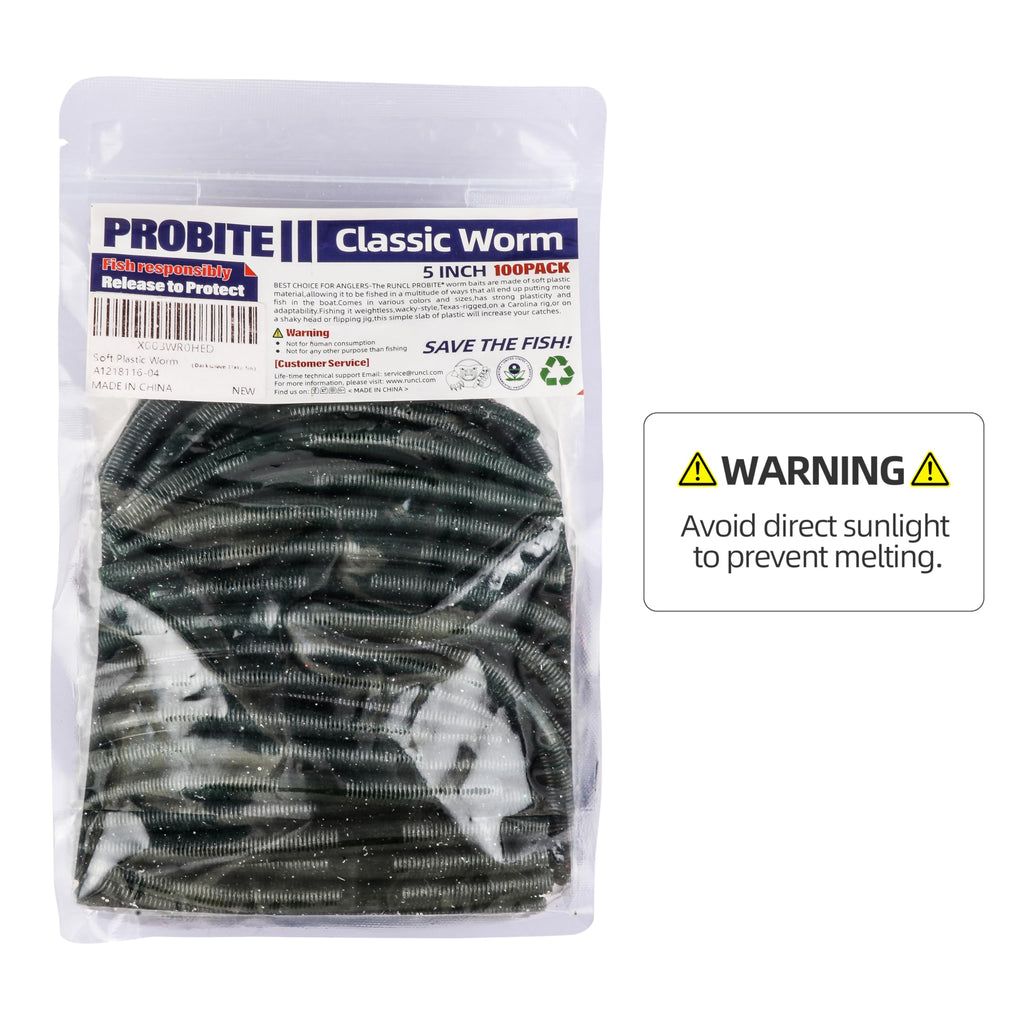 PROBITE Senko Worms 100-Pack | 3/4/5/6" Soft Plastic Bass Lures