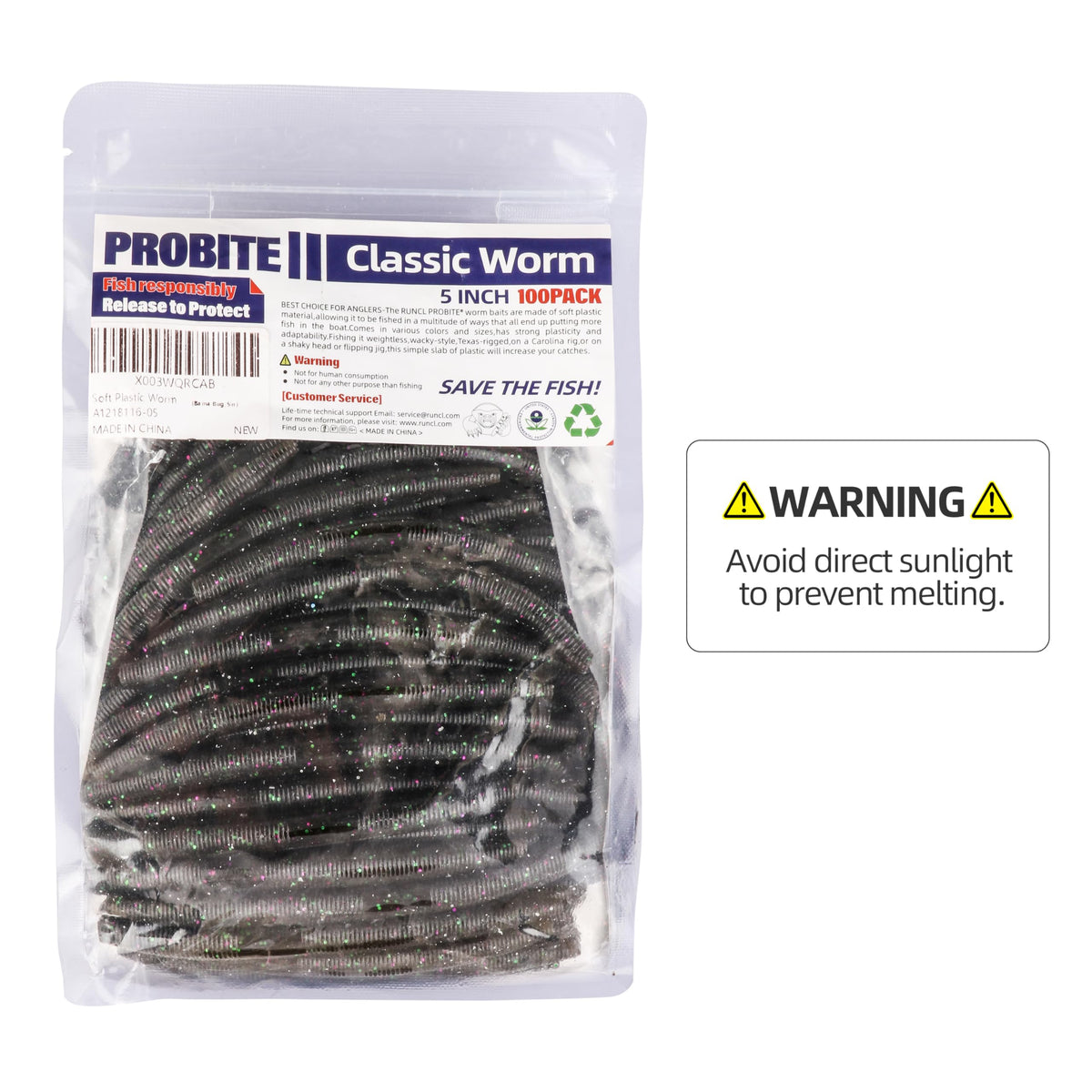 PROBITE Senko Worms 100-Pack | 3/4/5/6" Soft Plastic Bass Lures