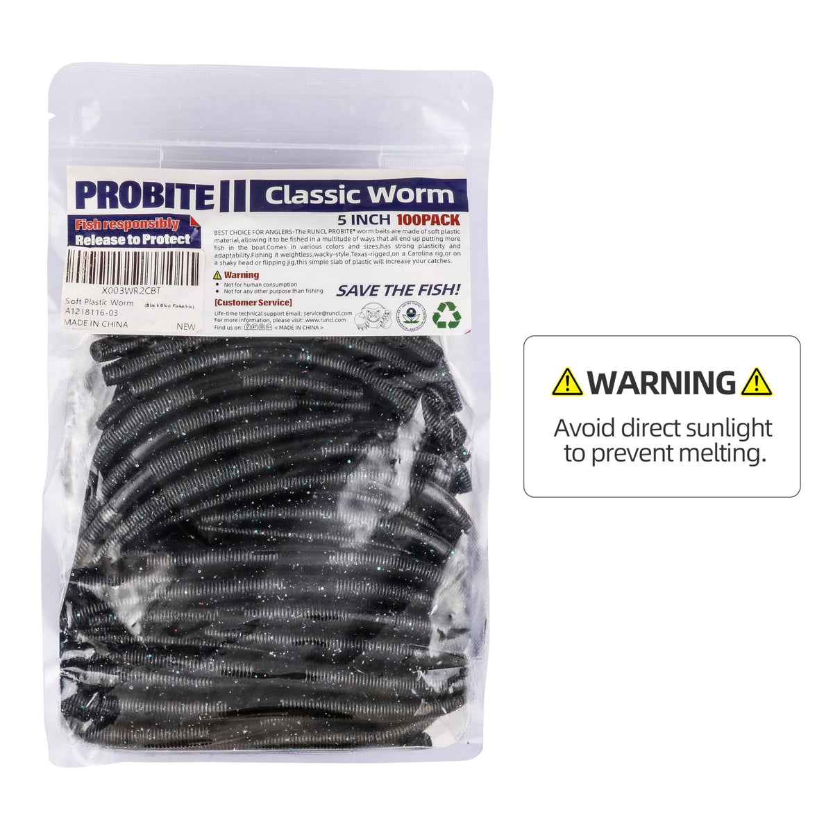 PROBITE Senko Worms 100-Pack | 3/4/5/6" Soft Plastic Bass Lures