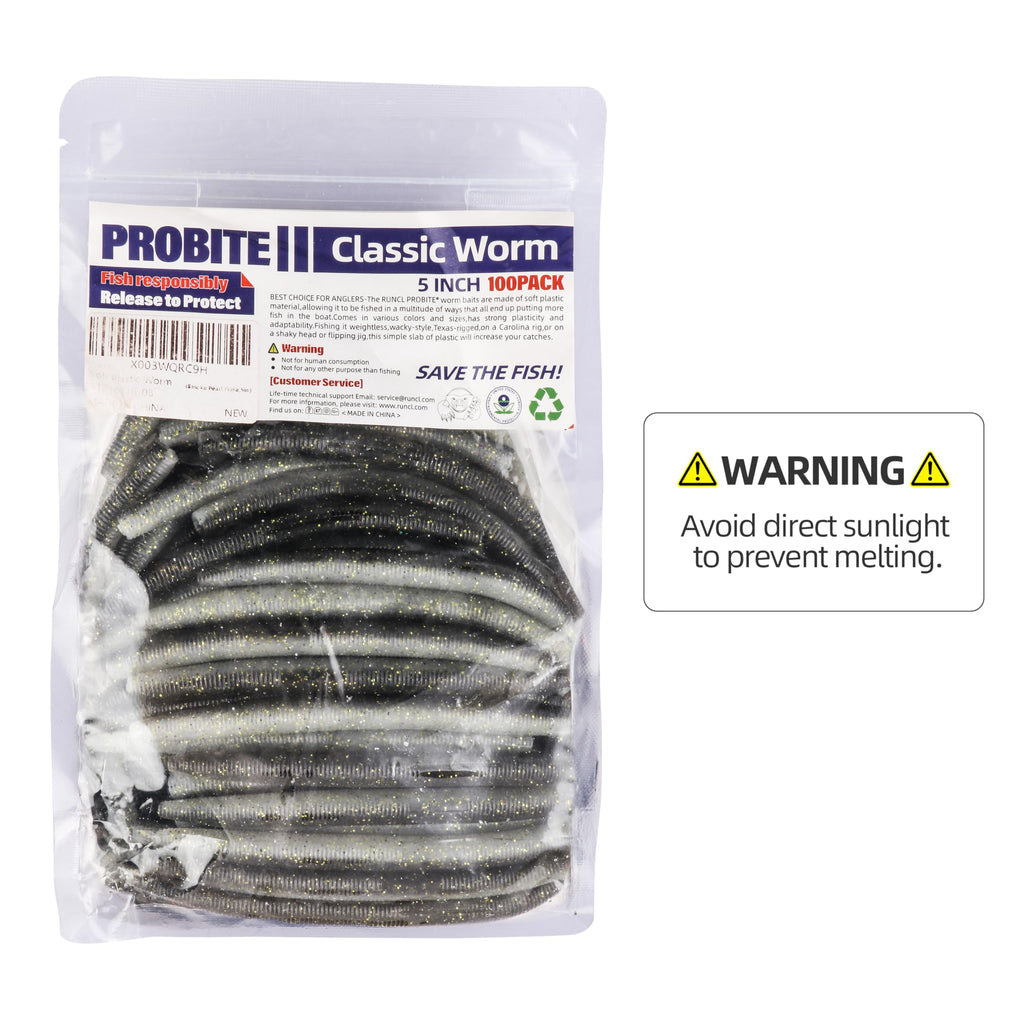 PROBITE Senko Worms 100-Pack | 3/4/5/6" Soft Plastic Bass Lures