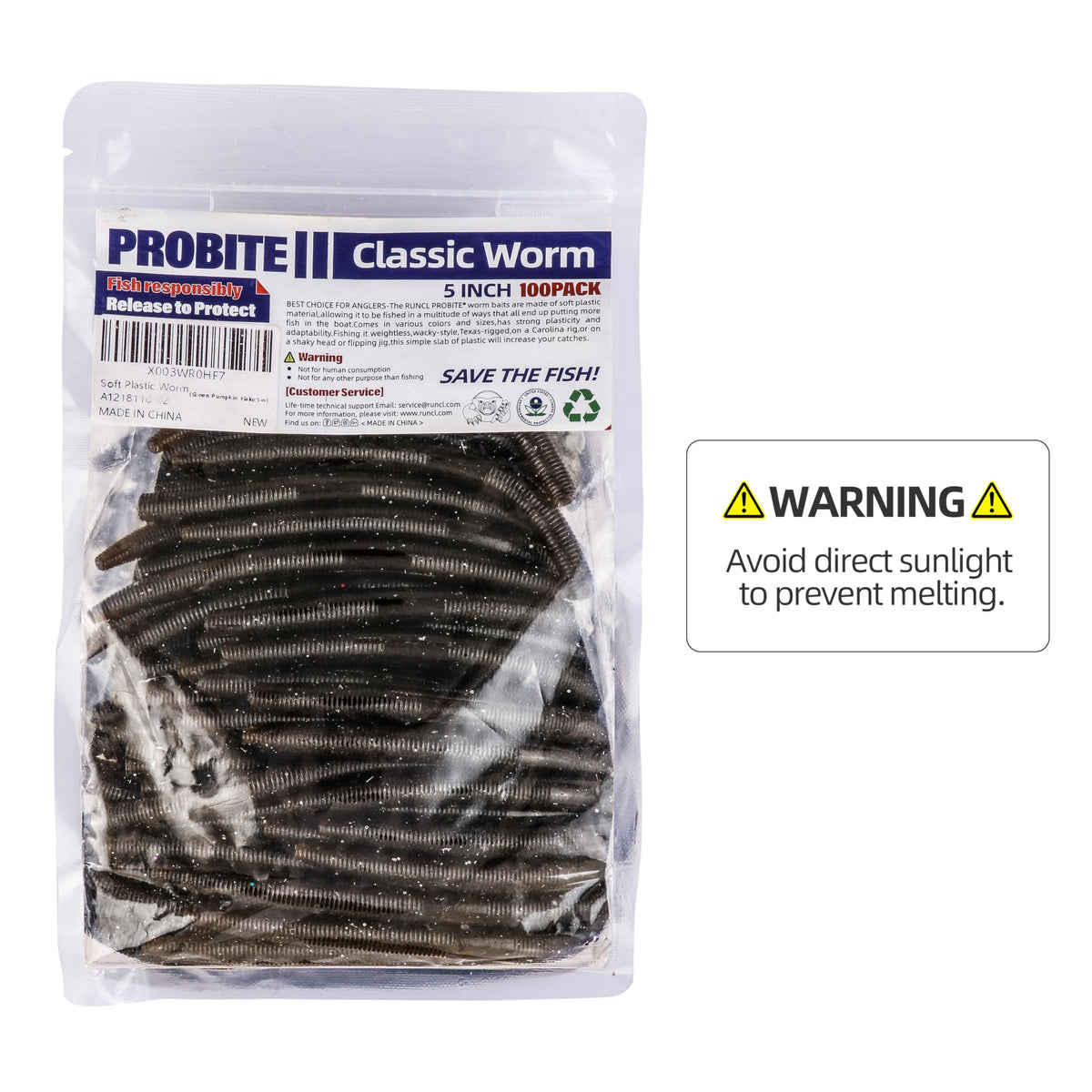 PROBITE Senko Worms 100-Pack | 3/4/5/6" Soft Plastic Bass Lures