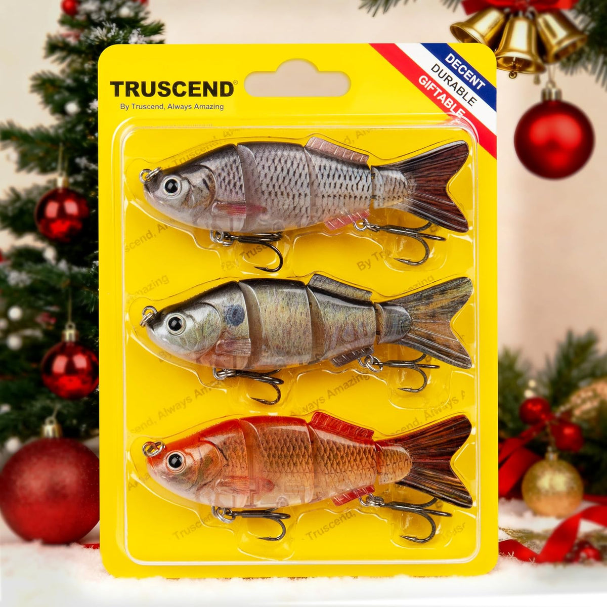 TRUSCEND Swimmax Easy Catch Fishing Lures with BKK Hooks, Wiggling, Vibrating, Rattling and Gurgling for More Bite, Heavy-Duty Dyneema Fiber Jointed Swimbaits for Bass, Trout, Walleye, Crappie, Pike
